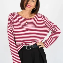 T-shirt over taglio laser a righe